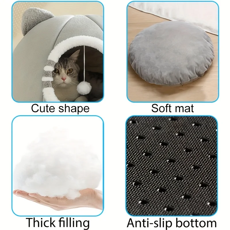 Cama Toca para Gatos e Cães Pequenos com Colchão de 35 cm - Imagem 4