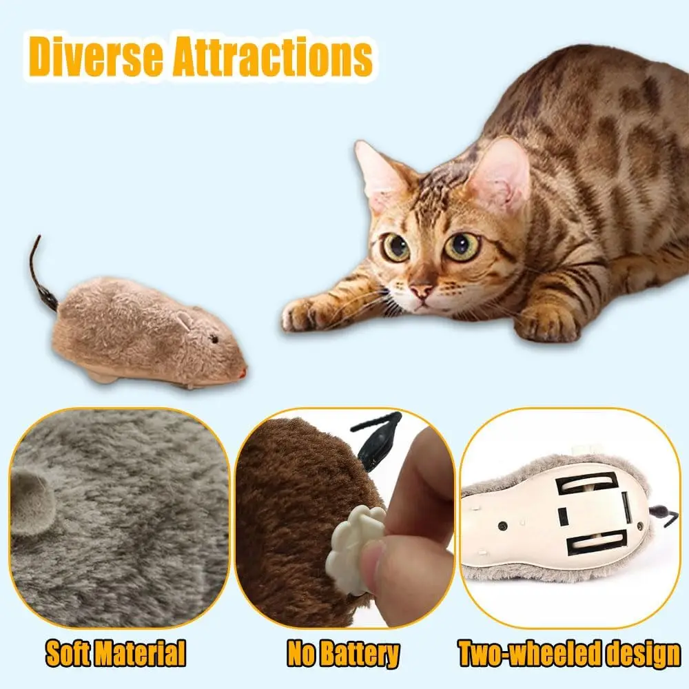 Brinquedo de Rato de Pelúcia para Gatos e Cães com Mecanismo de Corda - Imagem 2