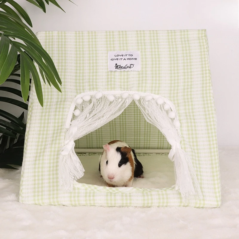 Tenda para Coelhos e Porquinhos-da-Índia com Cortina Floral - Imagem 3