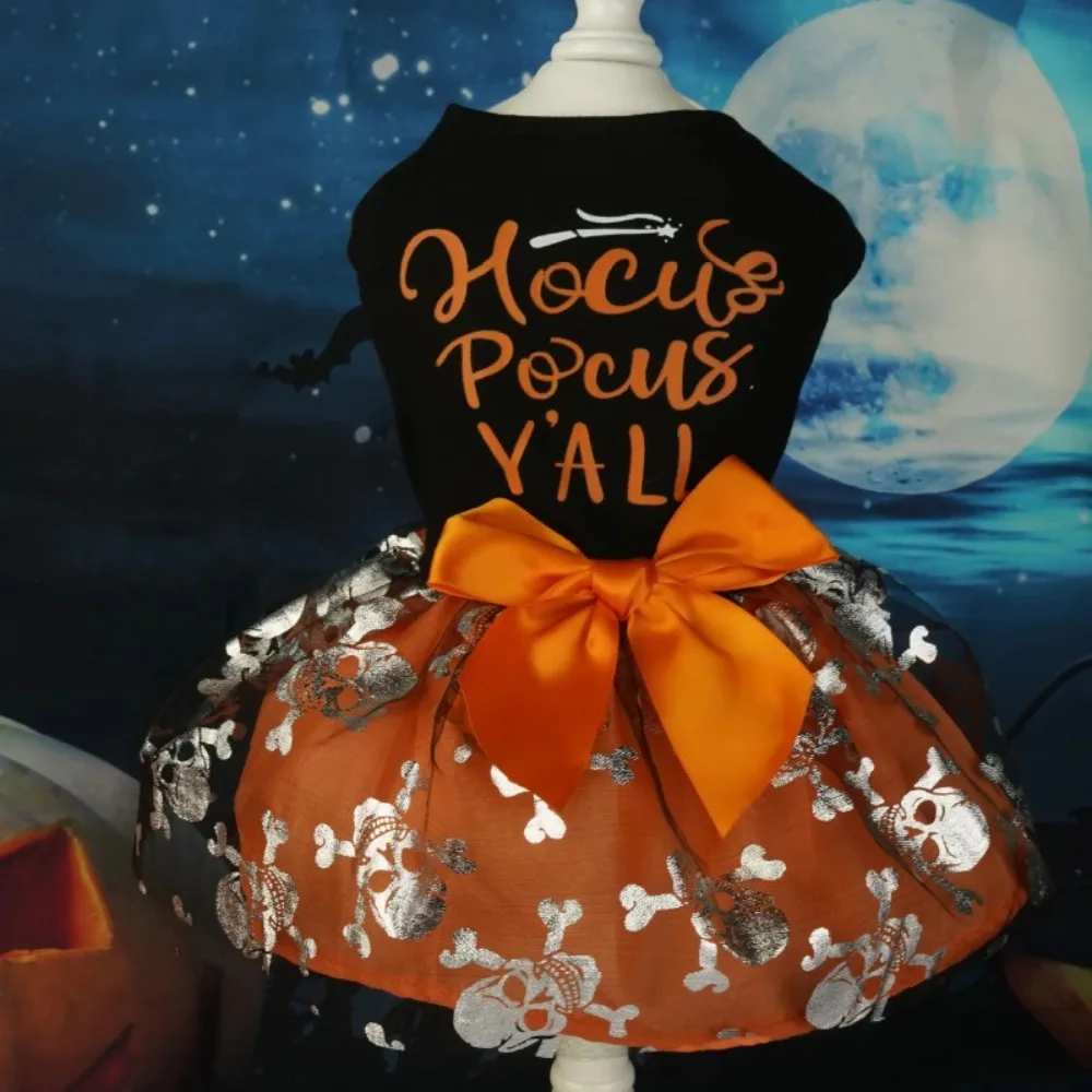 Fantasia de Halloween para Cães e Gatos com Saia de Tule Caveira - Image 3
