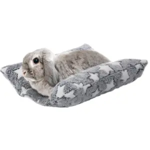 cama de pelúcia para coelhos com almofada removível