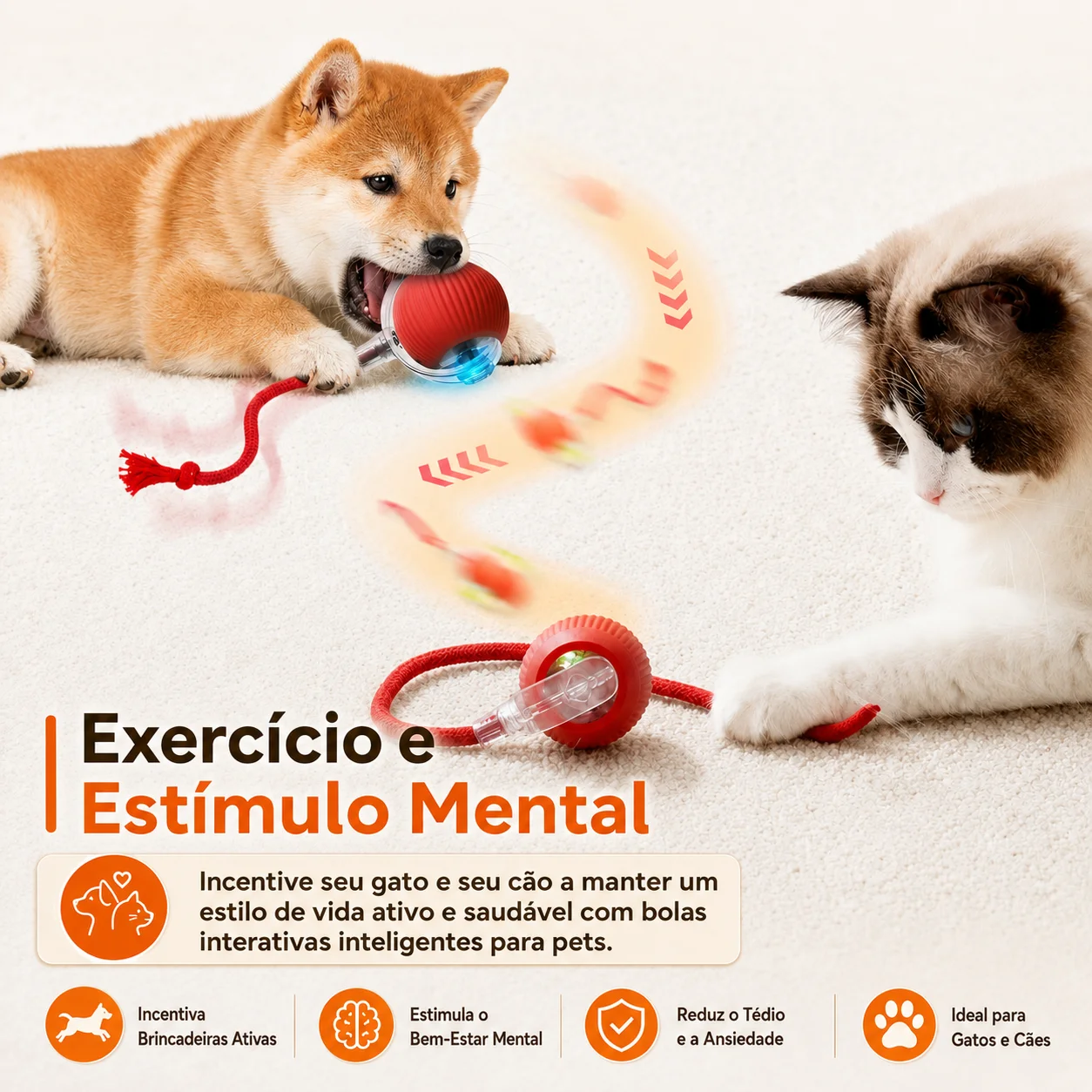 Brinquedo Interativo para Cães com Rolamento Automático Recarregável USB - Imagem 5