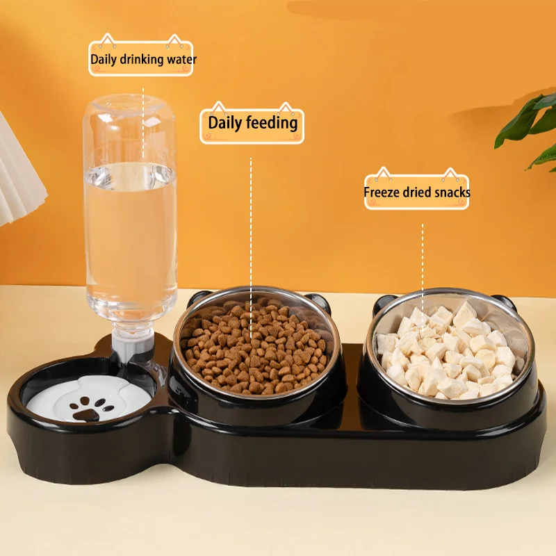 Tigela Dupla para Gatos com Suporte Inclinado e Refil Automático - Imagem 2