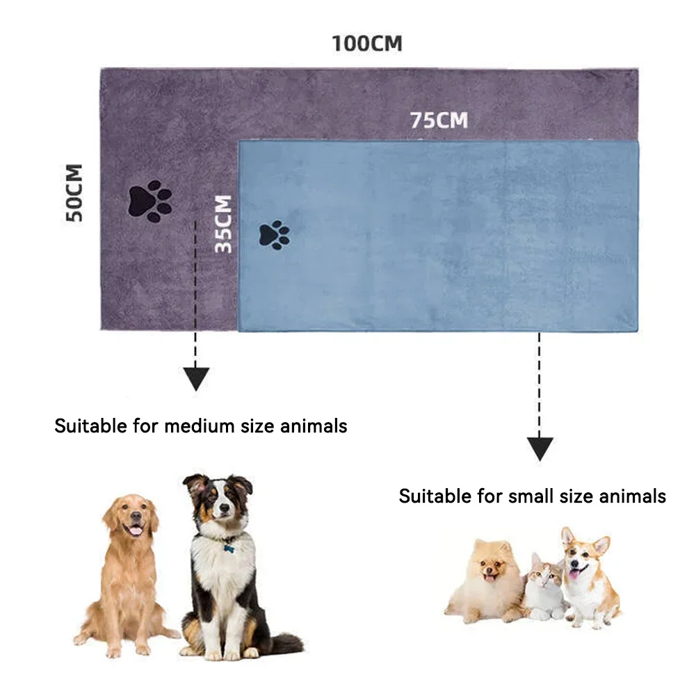 Toalha para Cães e Gatos de Microfibra 35x75cm Super Absorvente - Imagem 6