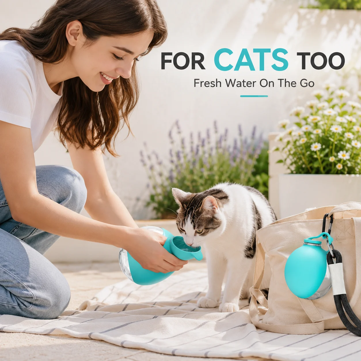 Garrafa de Água para Cães 2 em 1 com Tigela Dobrável e Gancho - Image 5