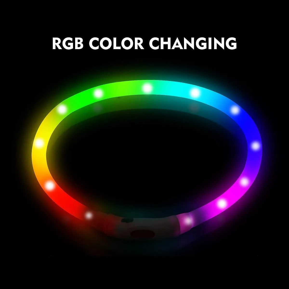 Coleira LED para Cães Recarregável USB Ajustável com 4 Modos de Luz - Imagem 2
