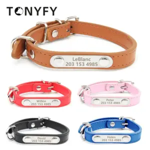 coleira para cães e gatos com placa de identificação gravável