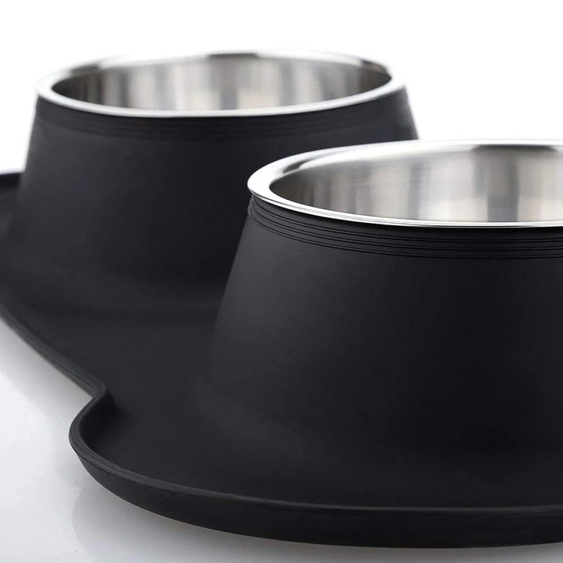 Tigela Dupla para Cães e Gatos Aço Inox com Tapete Antiderrapante - Imagem 5