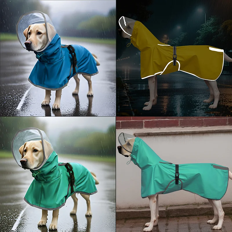 Capa de Chuva para Cães Refletiva com Capuz e À Prova de Vento - Imagem 3
