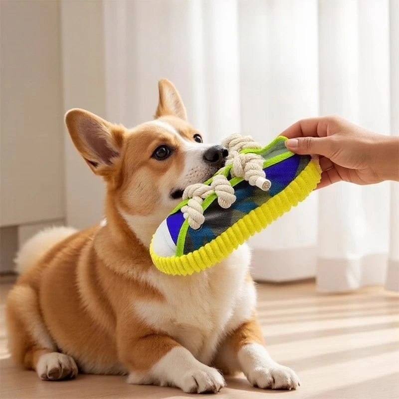 Brinquedo de Mastigar para Cães em Formato de Chinelo com Corda - Imagem 4