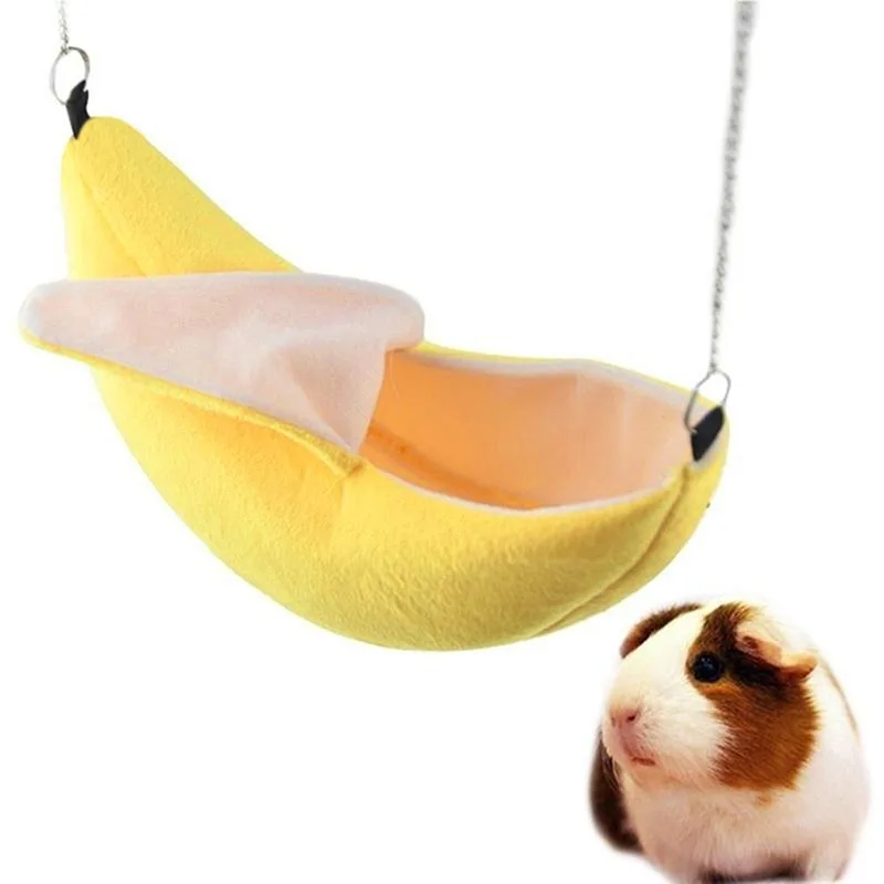 Cama de Banana para Hamster e Pets Pequenos de Pelúcia Amarela 20x6,5cm - Imagem 3