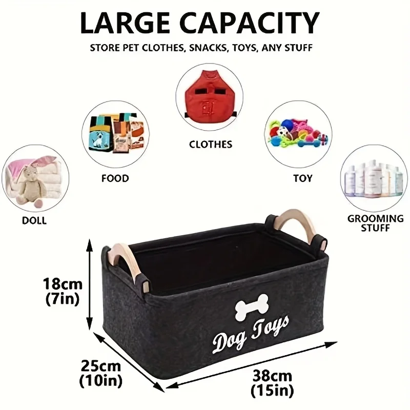 Cesto de Brinquedos para Pets Dobrável de Feltro 38x25x18 cm - Imagem 2