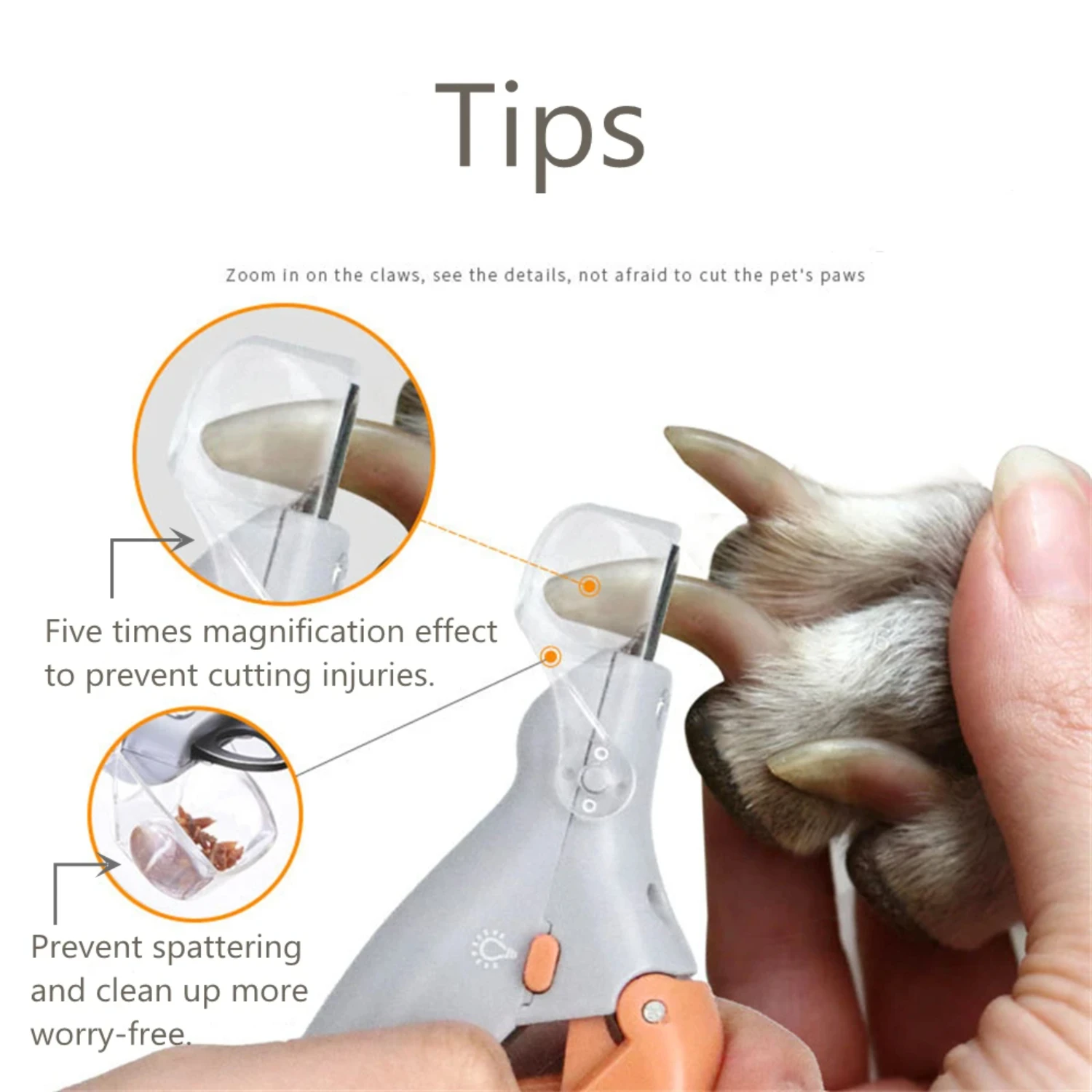 Cortador de Unhas LED para Cães e Gatos com Luz Guia - Imagem 5