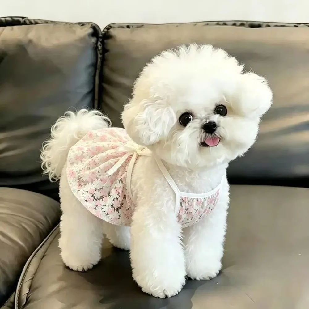 Vestido Floral para Cães de Poliéster Respirável Lavável - Imagem 3