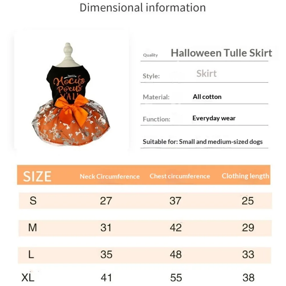 Fantasia de Halloween para Cães e Gatos com Saia de Tule Caveira - Image 2