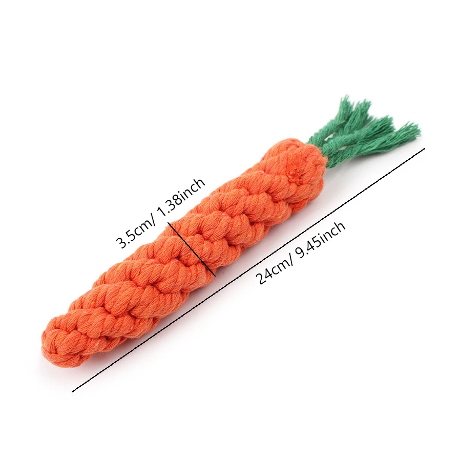 Brinquedo de Corda para Cães Pequenos Cenoura de Algodão 24 cm - Imagem 6