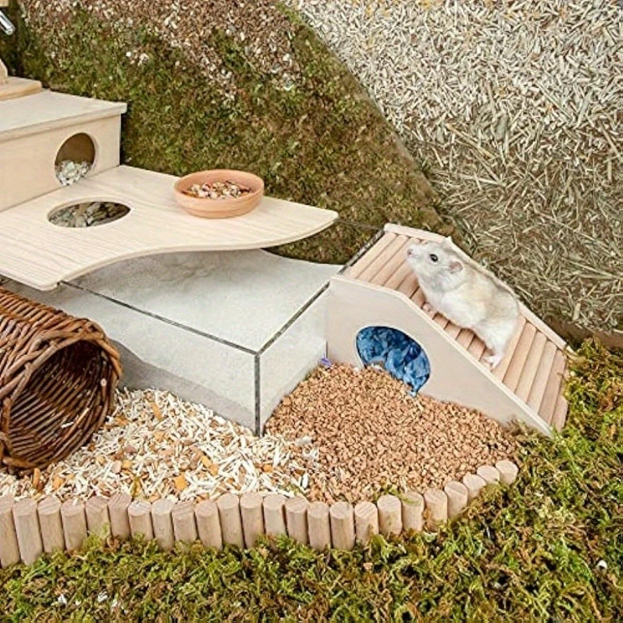 Casa para Hamster com Escada e Esconderijo de Madeira - Imagem 4