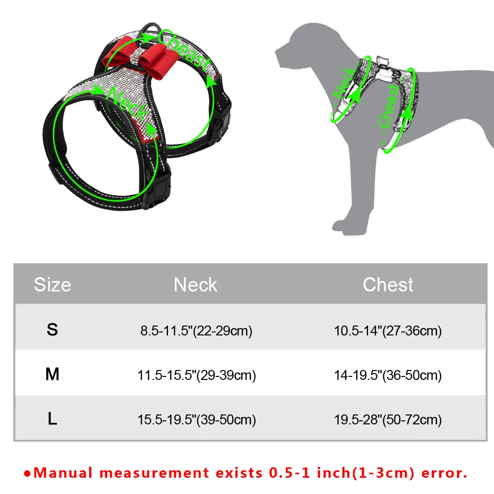 Coleira Peitoral para Cães Pequenos com Strass e Faixa Refletiva - Imagem 6