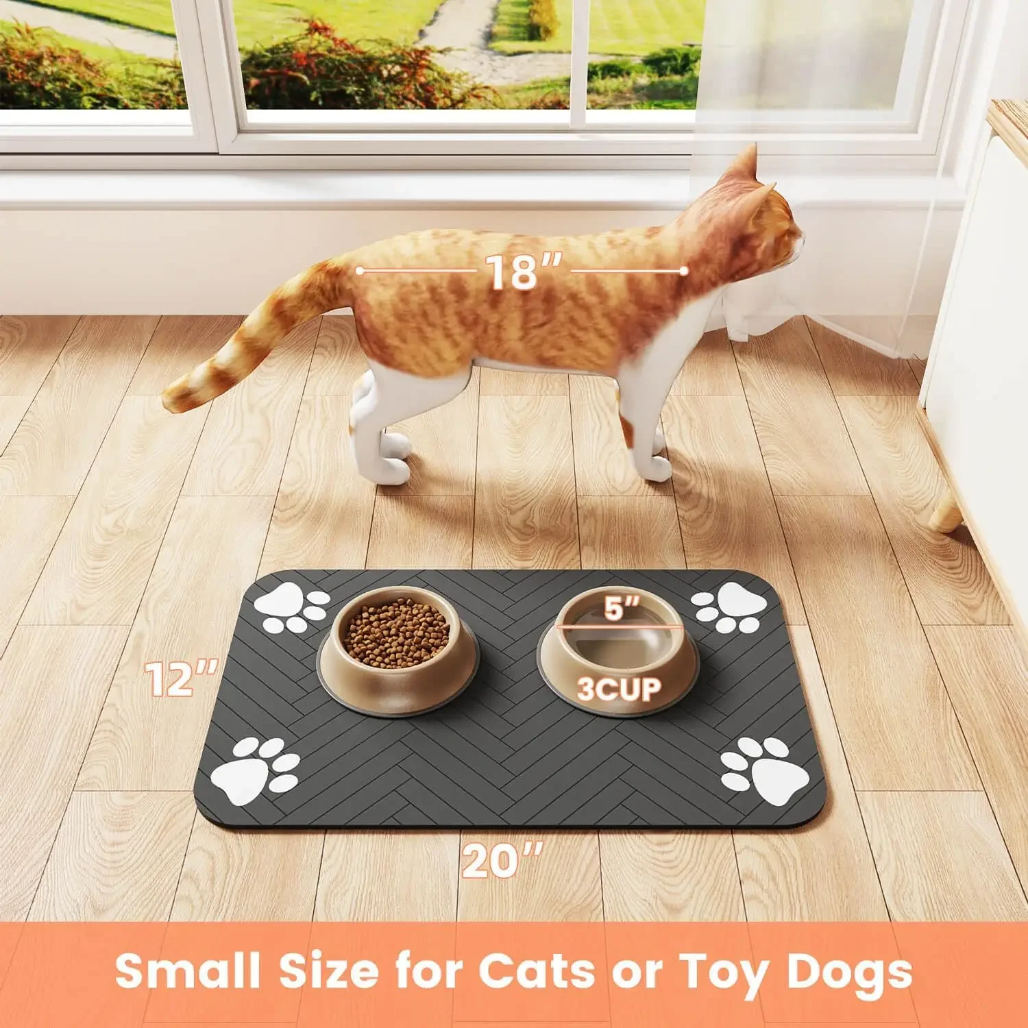 Tapete Absorvente para Comedouro de Cães e Gatos com Base Impermeável - Imagem 4