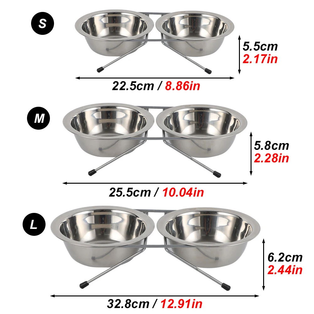Tigela Dupla para Cães e Gatos de Aço Inoxidável com Suporte de Ferro - Imagem 6