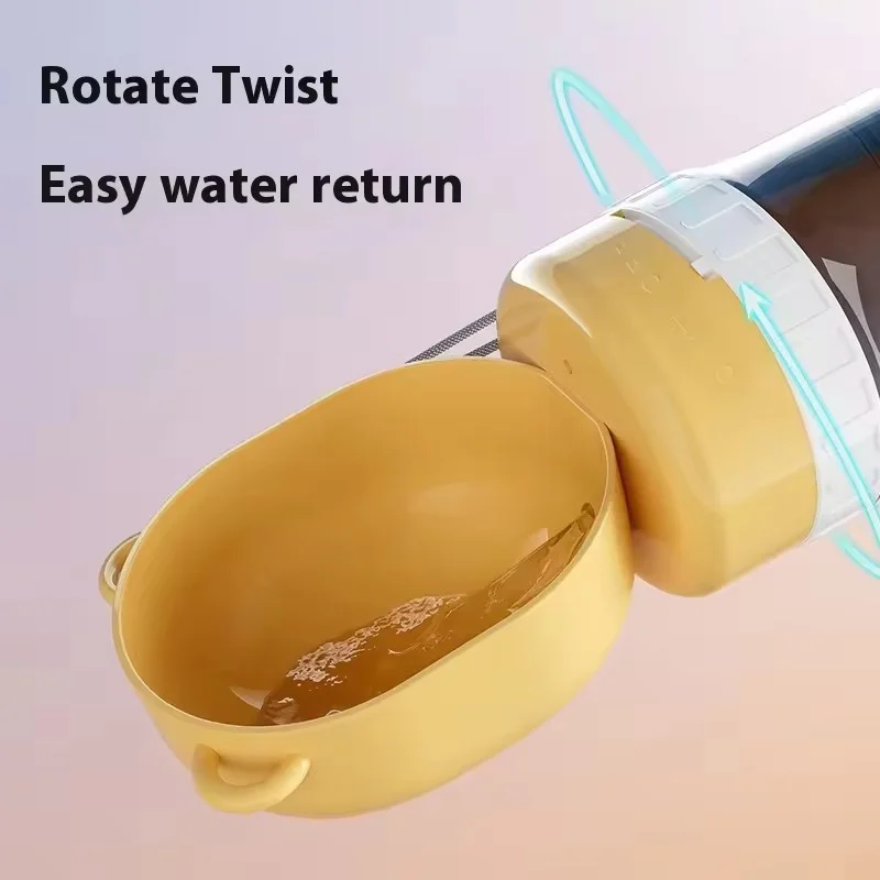 Garrafa Portátil para Cães com Água e Comida 400ml Amarelo - Imagem 4