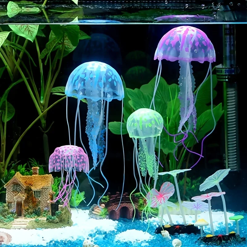 Água-Viva Artificial para Aquário Verde de Silicone com Ventosa - Imagem 6