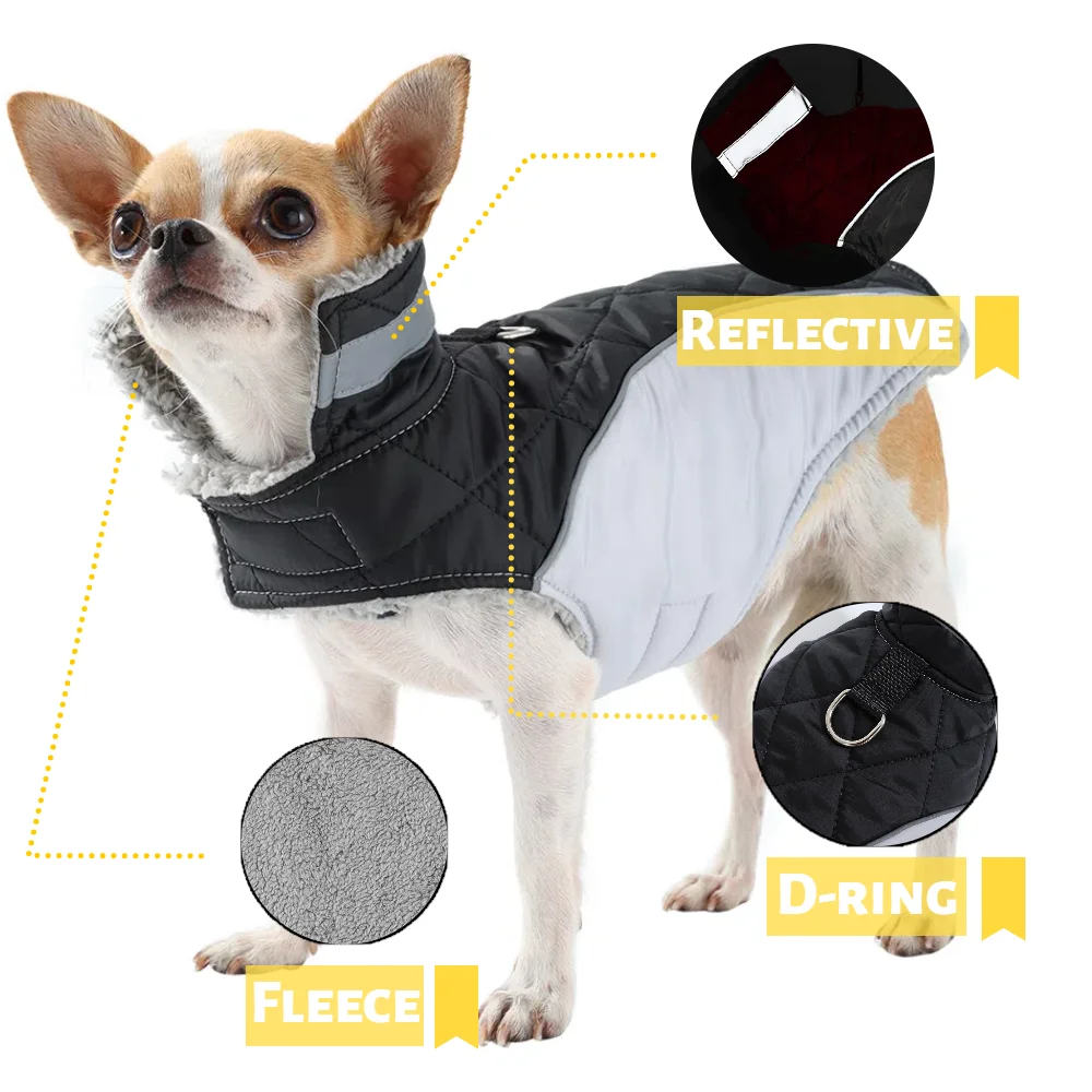 Colete para Cães de Fleece Refletivo com Argola D e Forro Grosso - Imagem 3