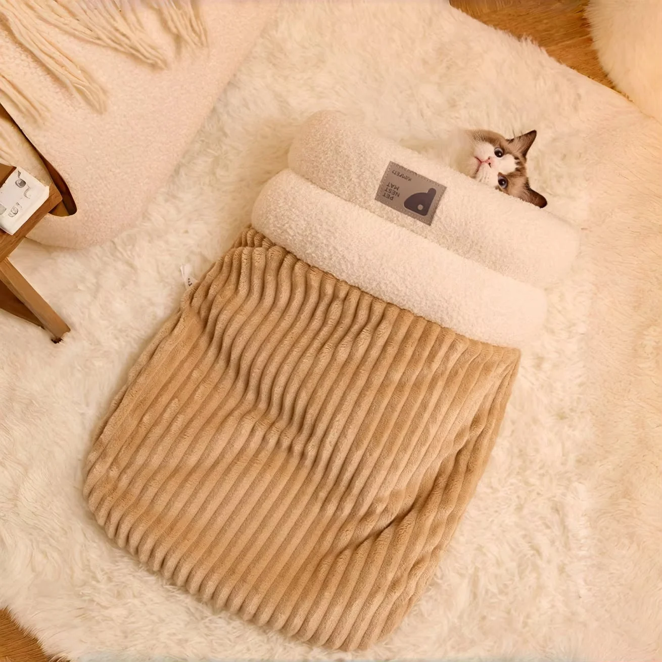 Saco de Dormir para Gatos de Pelúcia com Entrada Giratória - Imagem 2