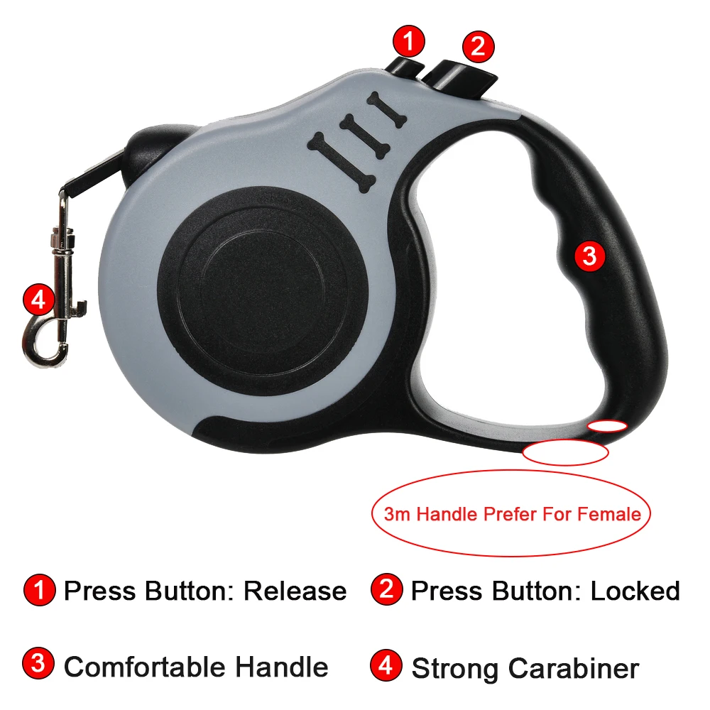 Guia Retrátil Automática para Cães e Gatos de Nylon 3m/5m - Image 5