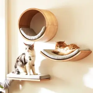 prateleira de parede para gatos de madeira