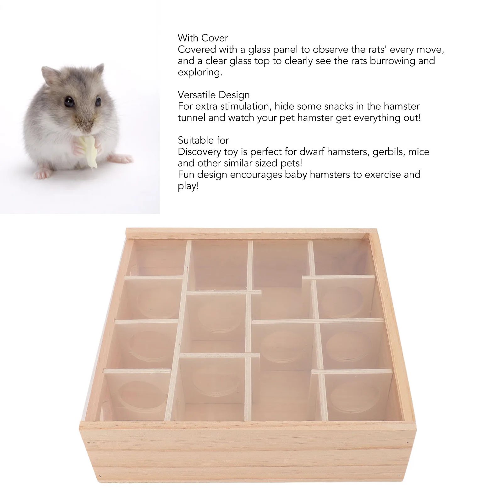 Labirinto de Madeira para Hamster com Tampa Transparente - Image 3