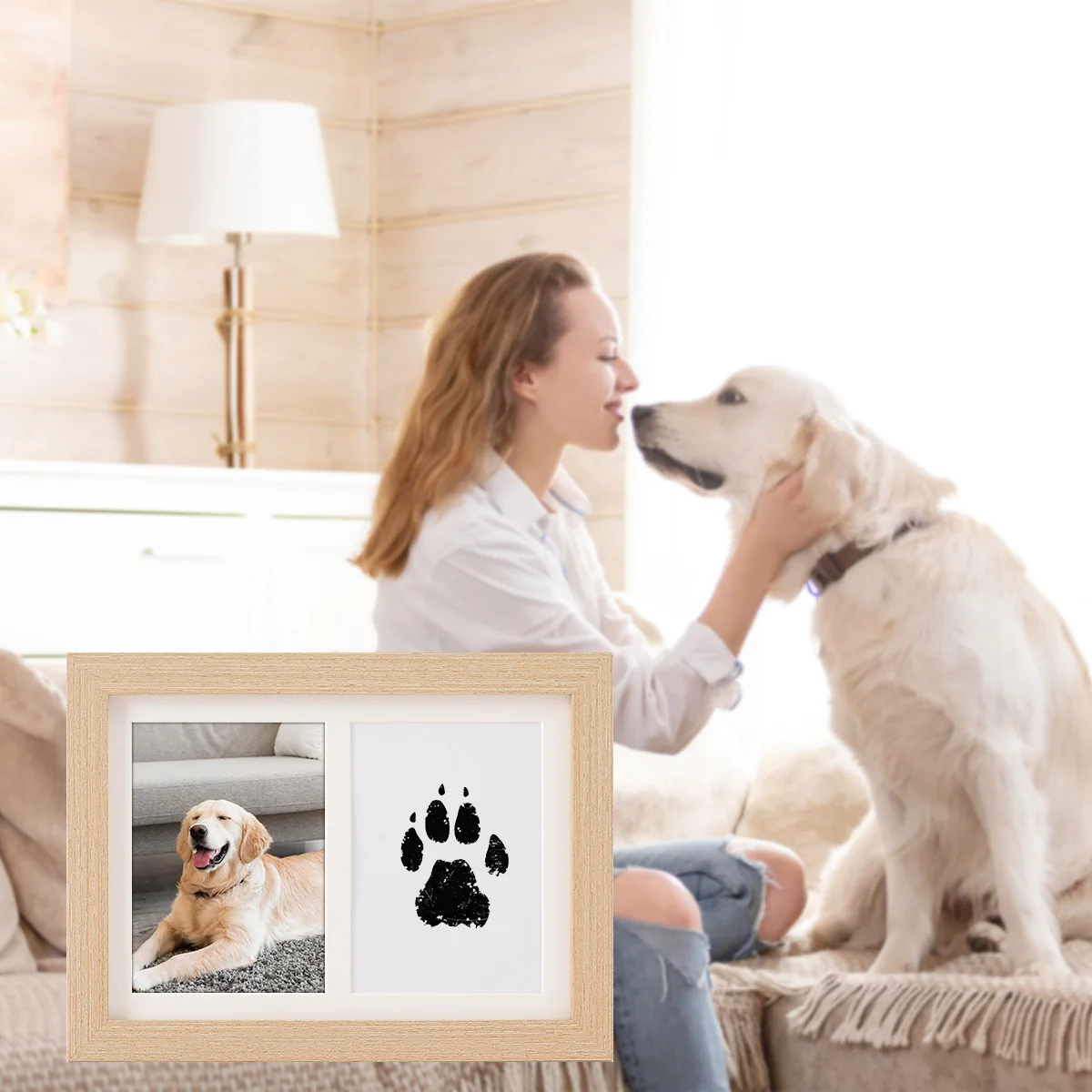 Moldura de Foto Memorial para Cães e Gatos com Impressão de Pata Sem Limpeza - Imagem 3