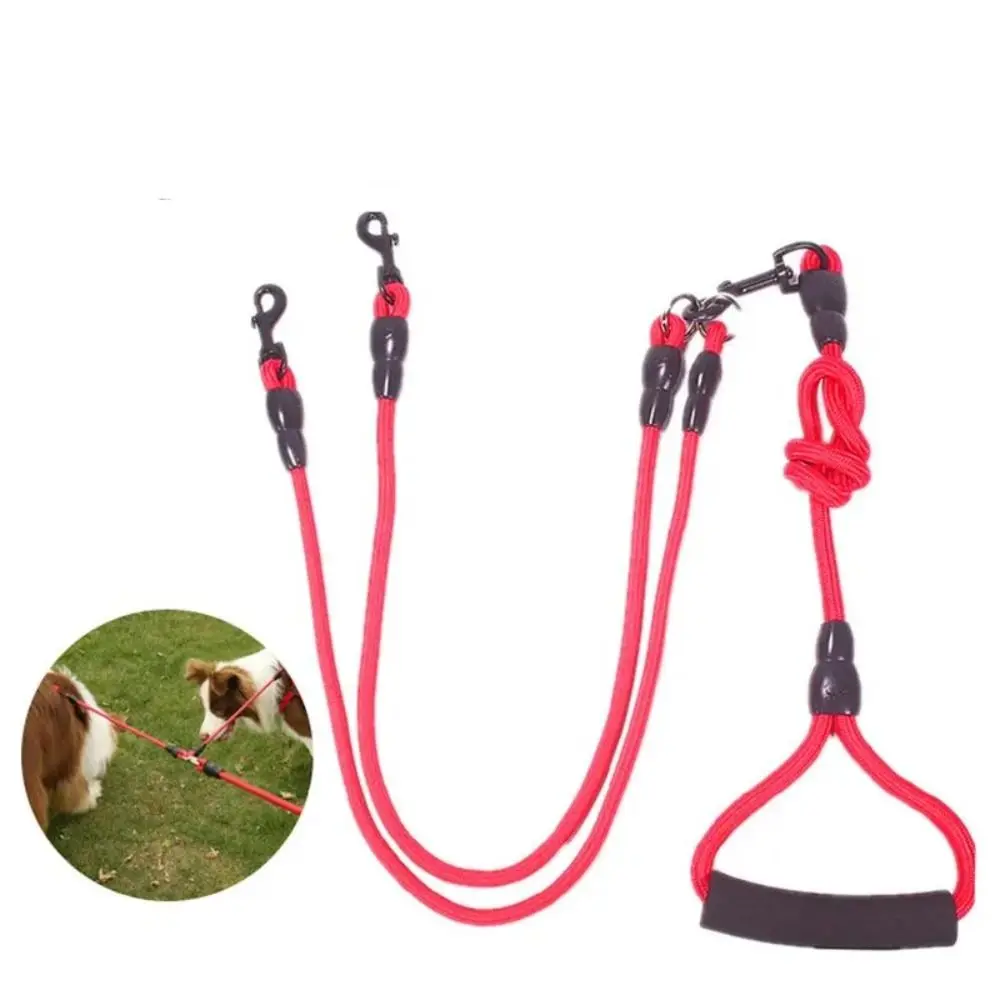 Trela Dupla para Cães Nylon com Duas Cabeças para Caminhada - Imagem 4