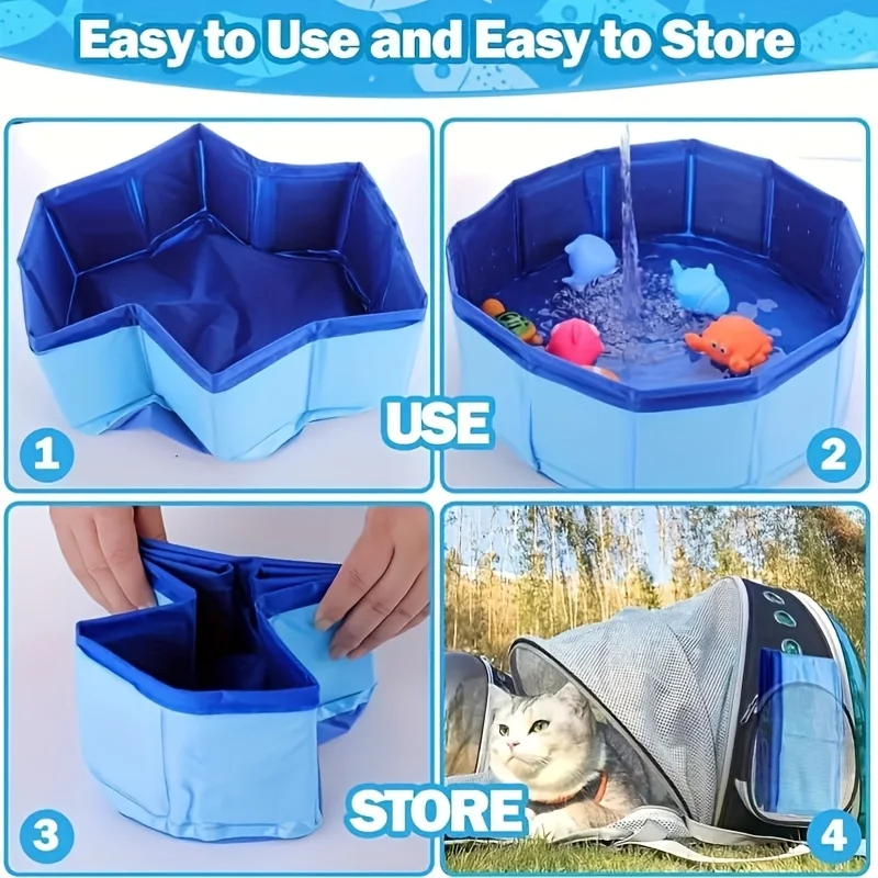 Piscina para Cães e Gatos Azul Dobrável para Lazer ao Ar Livre - Imagem 5