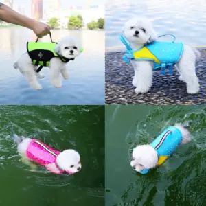 colete salva-vidas para cães com flutuador removível
