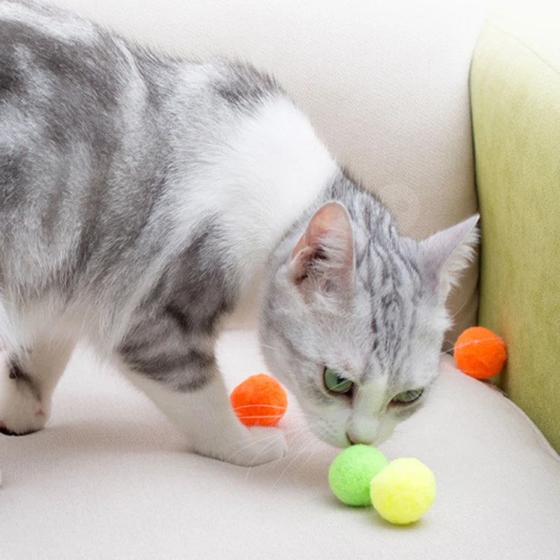 Bolas de Pelúcia para Gatos Coloridas 50 Peças para Brincadeiras Interativas - Imagem 5