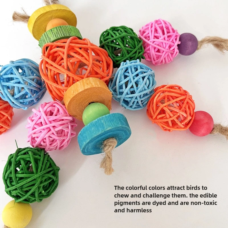Brinquedo Bola de Rattan para Pássaros com Suporte para Gaiola - Image 5