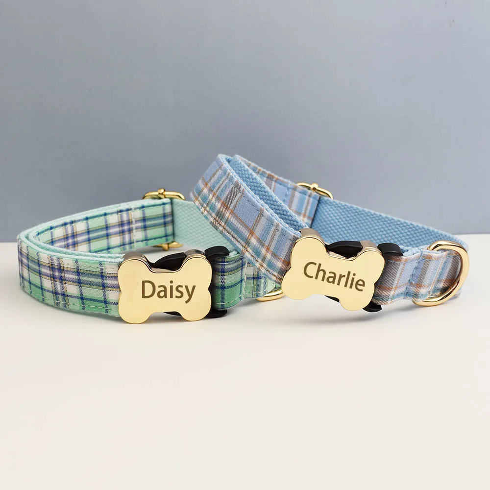 Coleira Xadrez para Cães de Algodão com Identificação Personalizável - Imagem 3