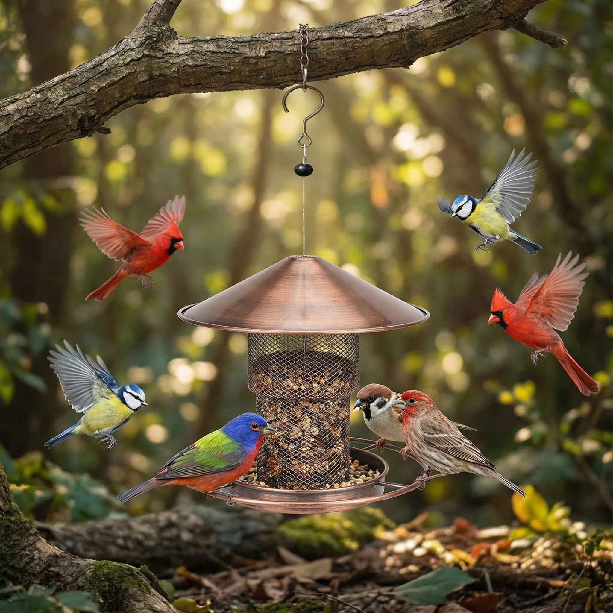 Comedouro para Pássaros de Metal para Jardim Grande Capacidade - Imagem 2
