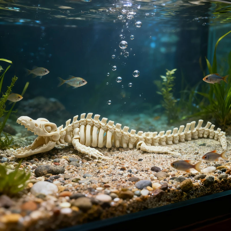 Decoração de Aquário Crânio de Dinossauro em Resina Branco 28 cm - Imagem 4
