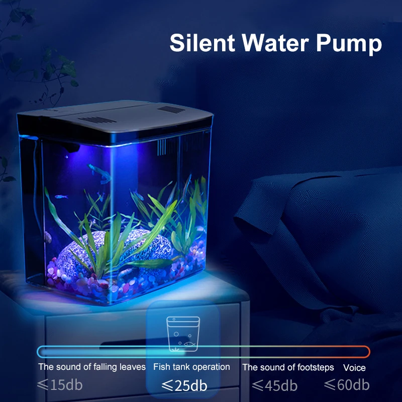 Mini Aquário para Peixes de Mesa com Filtro Traseiro e Luz LED - Imagem 2