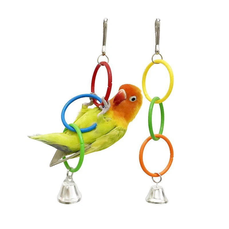 Brinquedo Balanço para Pássaros com Sino e Anel de Escalada Colorido - Imagem 3