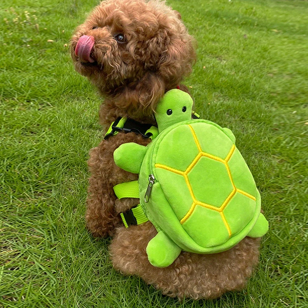 Mochila para Cães Pequenos de Pelúcia em Formato de Tartaruga Ajustável - Imagem 6