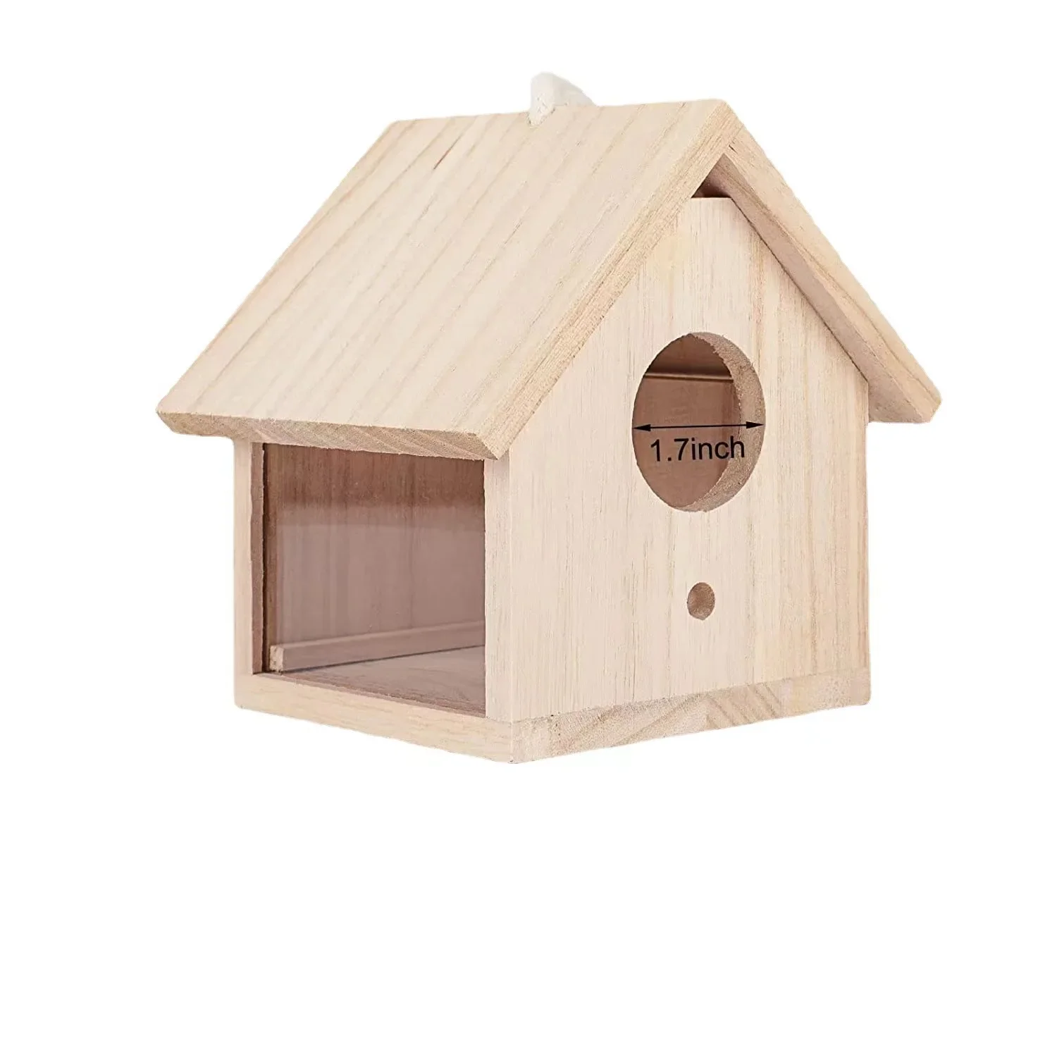 Casinha para Pássaros de Madeira Natural com Poste para Pendurar - Imagem 6