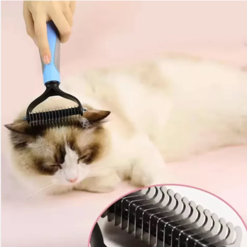 Escova Desembaraçadora para Cães Dupla Face de Aço Inoxidável - Imagem 5