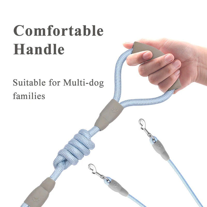 Coleira Dupla para Cães de Nylon 150 cm com Alça Macia - Imagem 2