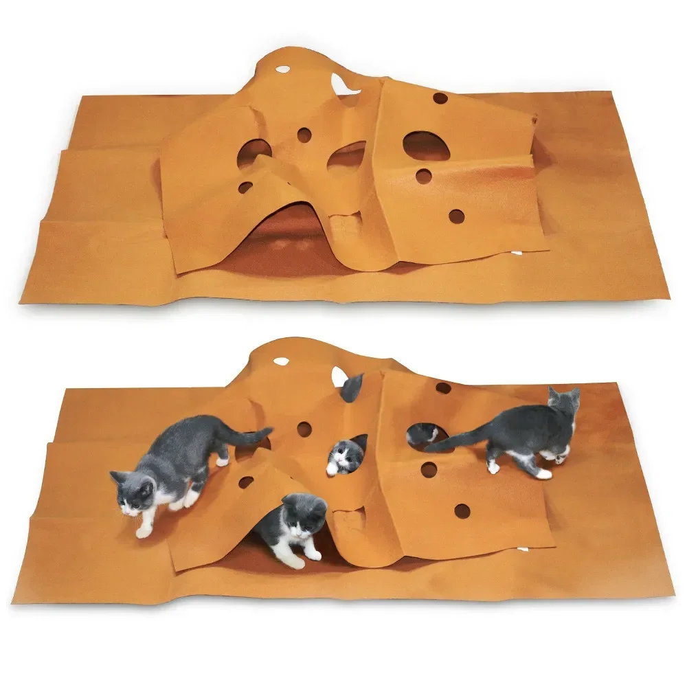 Tapete de Atividades para Gatos de Feltro 120 x 90 cm Dobrável - Imagem 2