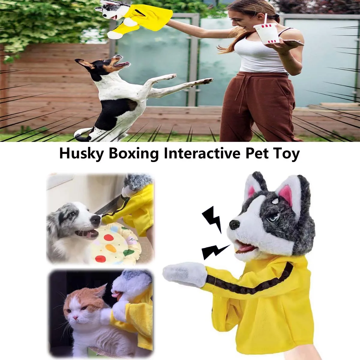 fantoche de mão husky para cães