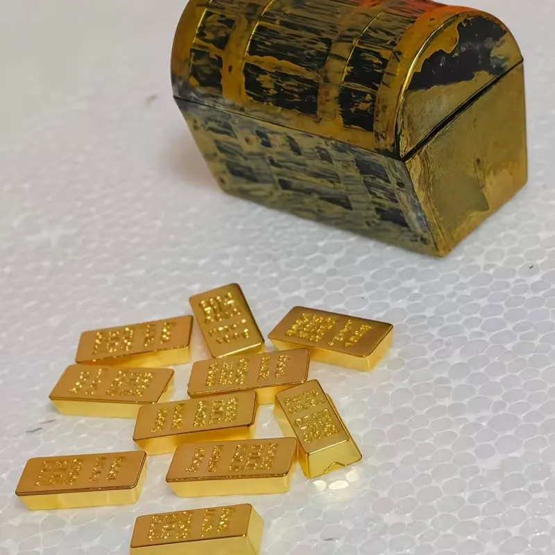 Mini Baú de Tesouro Pirata para Aquário com Moedas e Barras de Ouro - Imagem 4