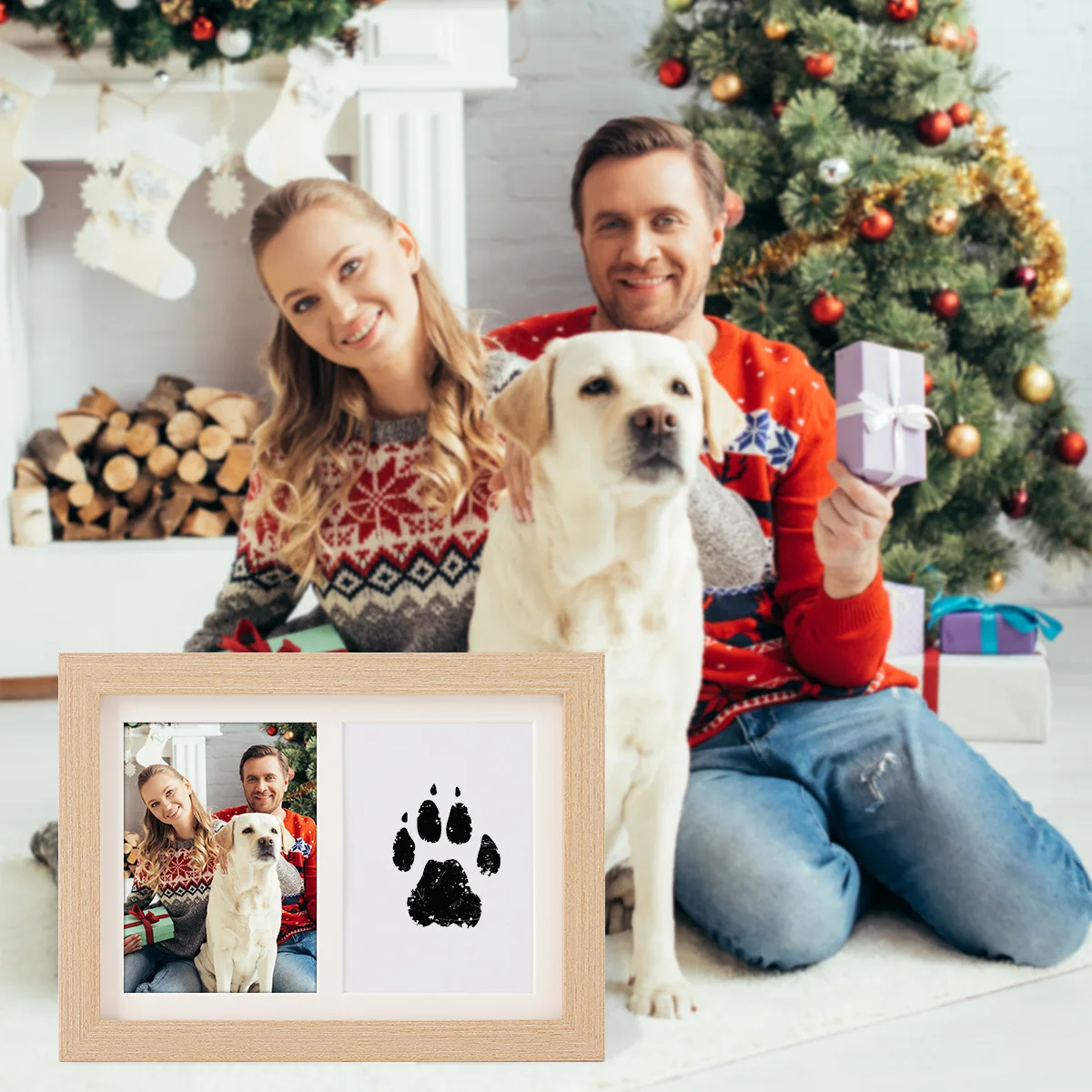 Moldura de Foto Memorial para Cães e Gatos com Impressão de Pata Sem Limpeza - Imagem 2